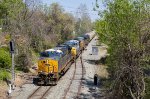 CSX 988 leading an empty grain train westward
